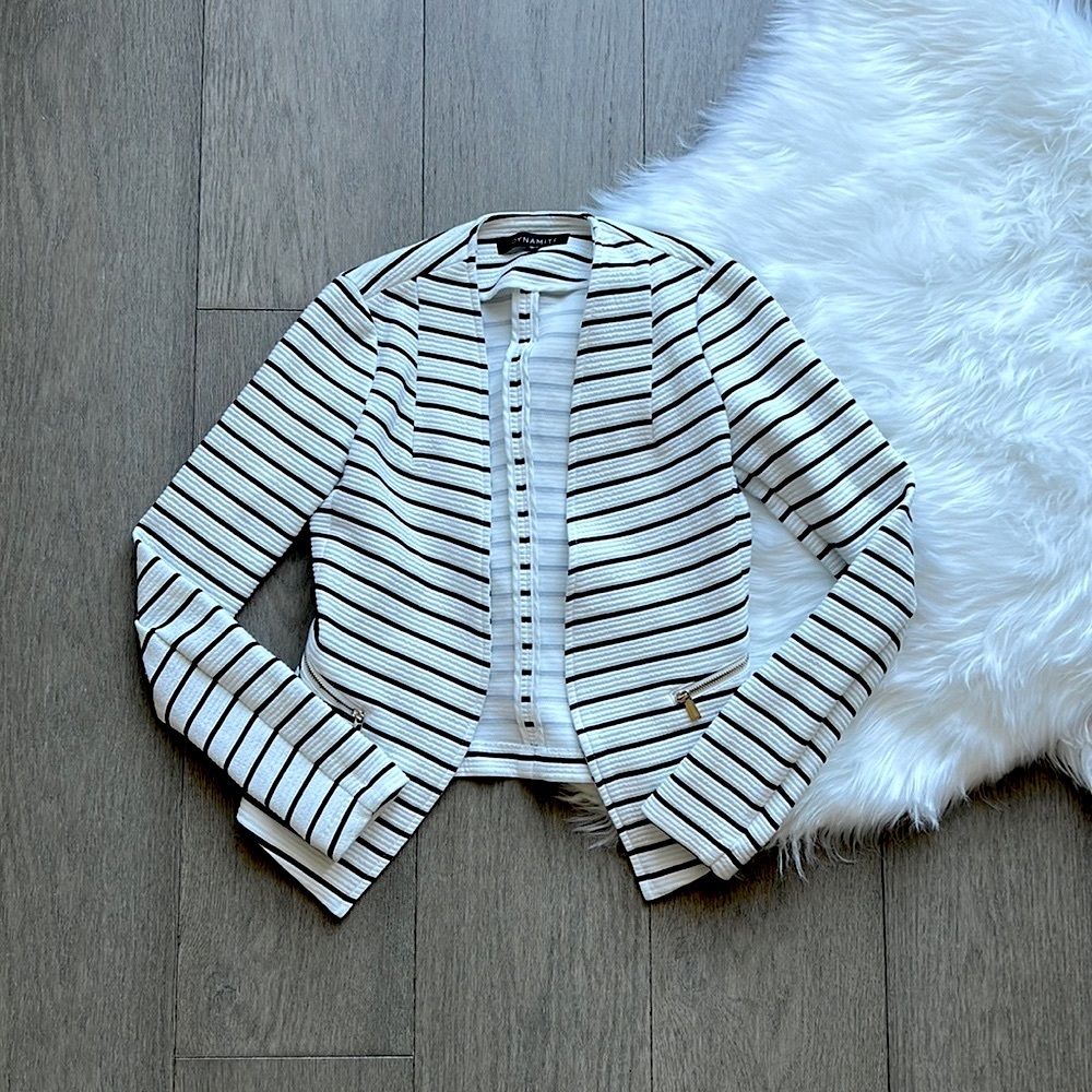 Dynamite Peplum Striped Blazer